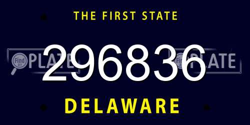 296836 Delaware License Plate