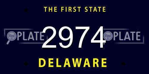 2974 Delaware License Plate