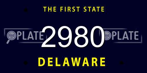 2980 Delaware License Plate