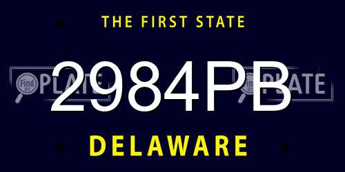 2984PB Delaware License Plate