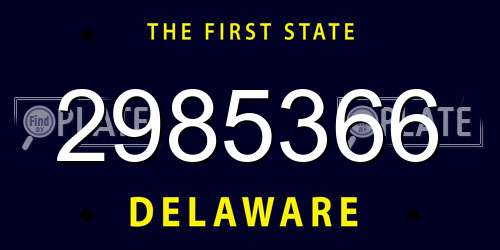 2985366 Delaware License Plate