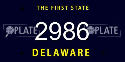 2986 Delaware License Plate