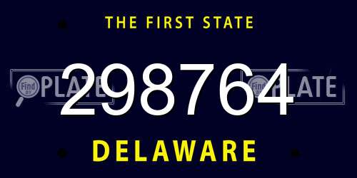 298764 Delaware License Plate