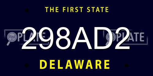 298AD2 Delaware License Plate