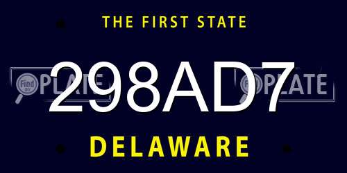 298AD7 Delaware License Plate