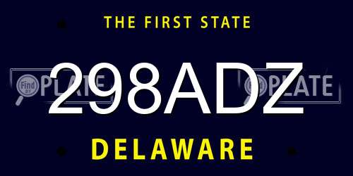 298ADZ Delaware License Plate