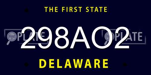 298AO2 Delaware License Plate