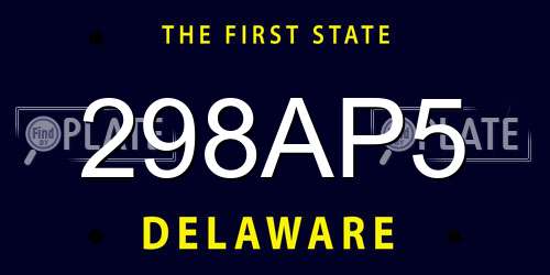 298AP5 Delaware License Plate