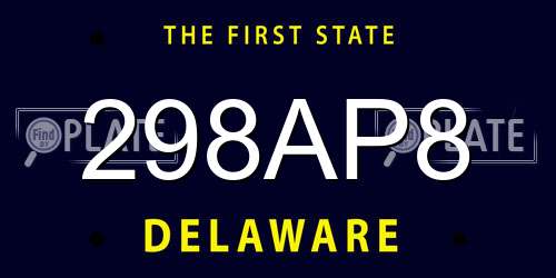298AP8 Delaware License Plate