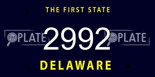 2992 Delaware License Plate