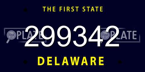 299342 Delaware License Plate