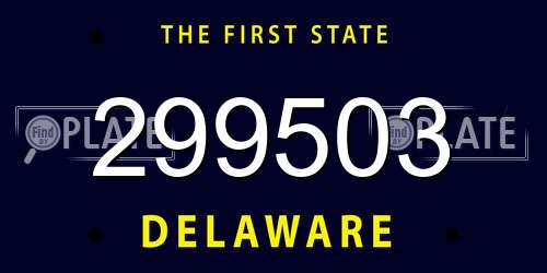 299503 Delaware License Plate