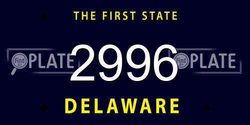 2996 Delaware License Plate
