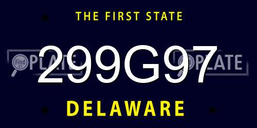 299G97 Delaware License Plate