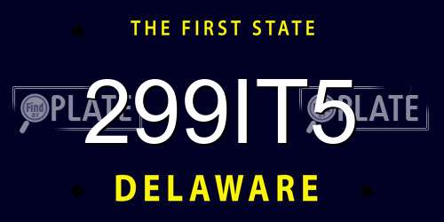 299IT5 Delaware License Plate