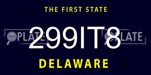 299IT8 Delaware License Plate