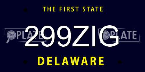 299ZIG Delaware License Plate