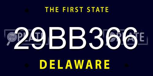 29BB366 Delaware License Plate