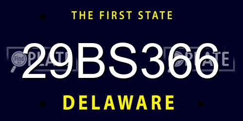 29BS366 Delaware License Plate