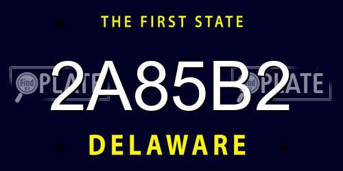 2A85B2 Delaware License Plate