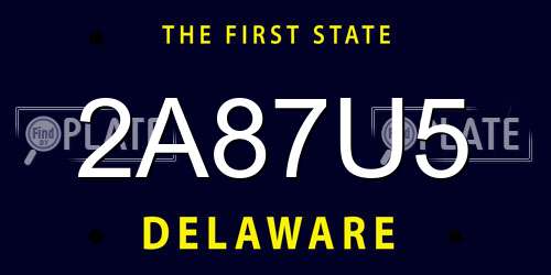 2A87U5 Delaware License Plate