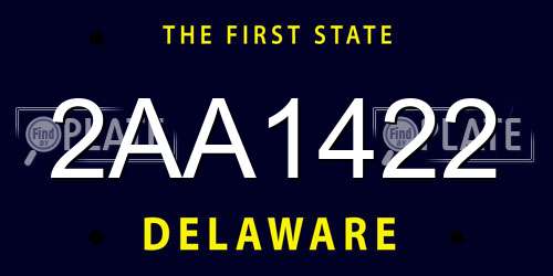 2AA1422 Delaware License Plate