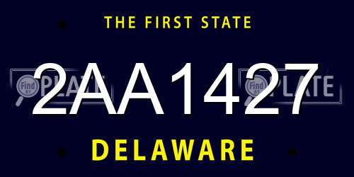 2AA1427 Delaware License Plate