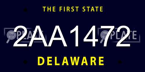 2AA1472 Delaware License Plate