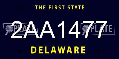 2AA1477 Delaware License Plate