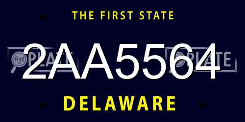 2AA5564 Delaware License Plate