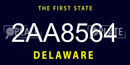 2AA8564 Delaware License Plate