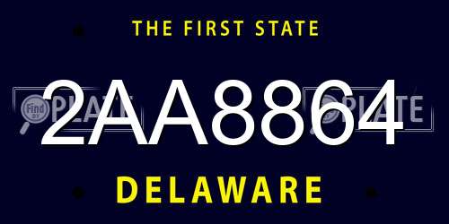2AA8864 Delaware License Plate