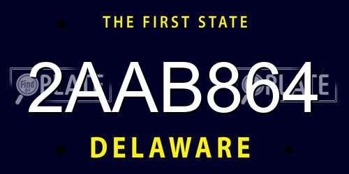 2AAB864 Delaware License Plate