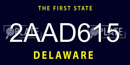 2AAD615 Delaware License Plate
