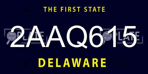 2AAQ615 Delaware License Plate