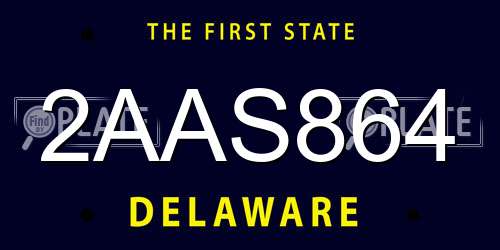 2AAS864 Delaware License Plate