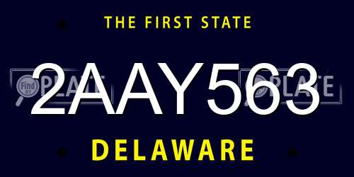 2AAY563 Delaware License Plate
