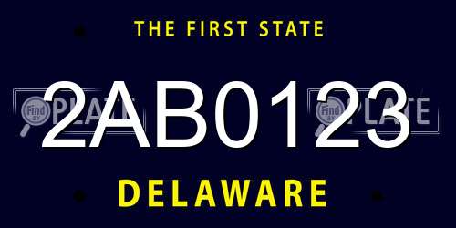 2AB0123 Delaware License Plate