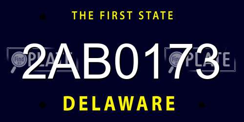 2AB0173 Delaware License Plate