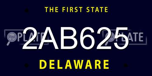 2AB625 Delaware License Plate