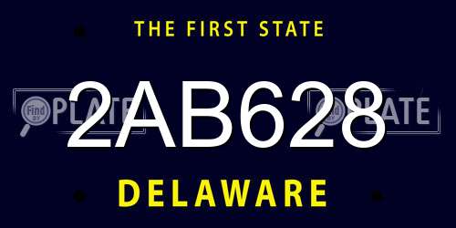 2AB628 Delaware License Plate