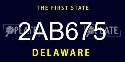 2AB675 Delaware License Plate