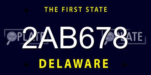 2AB678 Delaware License Plate