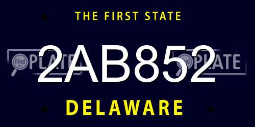 2AB852 Delaware License Plate