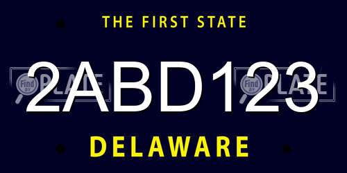 2ABD123 Delaware License Plate
