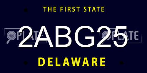 2ABG25 Delaware License Plate