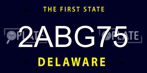 2ABG75 Delaware License Plate