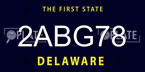2ABG78 Delaware License Plate