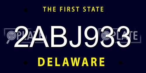 2ABJ933 Delaware License Plate