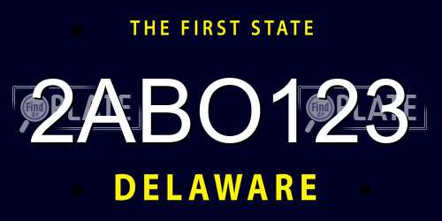 2ABO123 Delaware License Plate